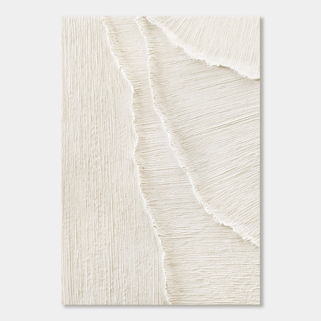 Close-up of the Whitecaps minimalist 3D textured painting on canvas.