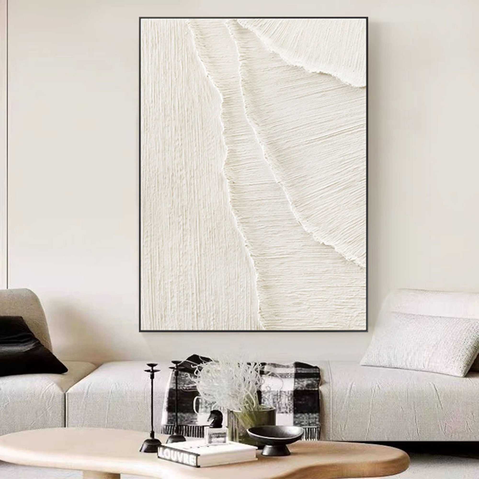 Framed Whitecaps minimalist artwork for living room, bedroom, or office decor.