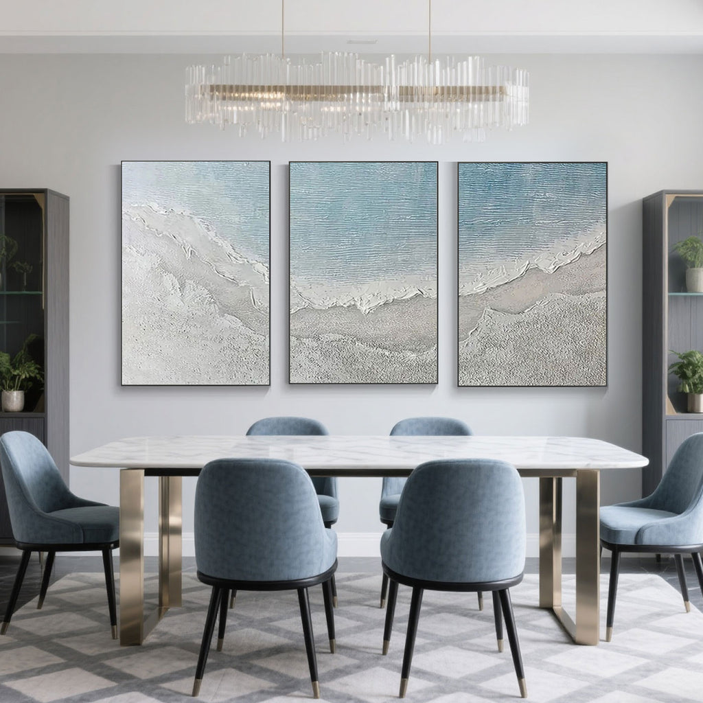 Minimalist 3D Textured Seascape Wall Art Set - Ripple