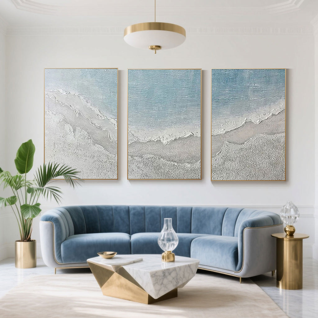 Minimalist 3D Textured Seascape Wall Art Set - Ripple