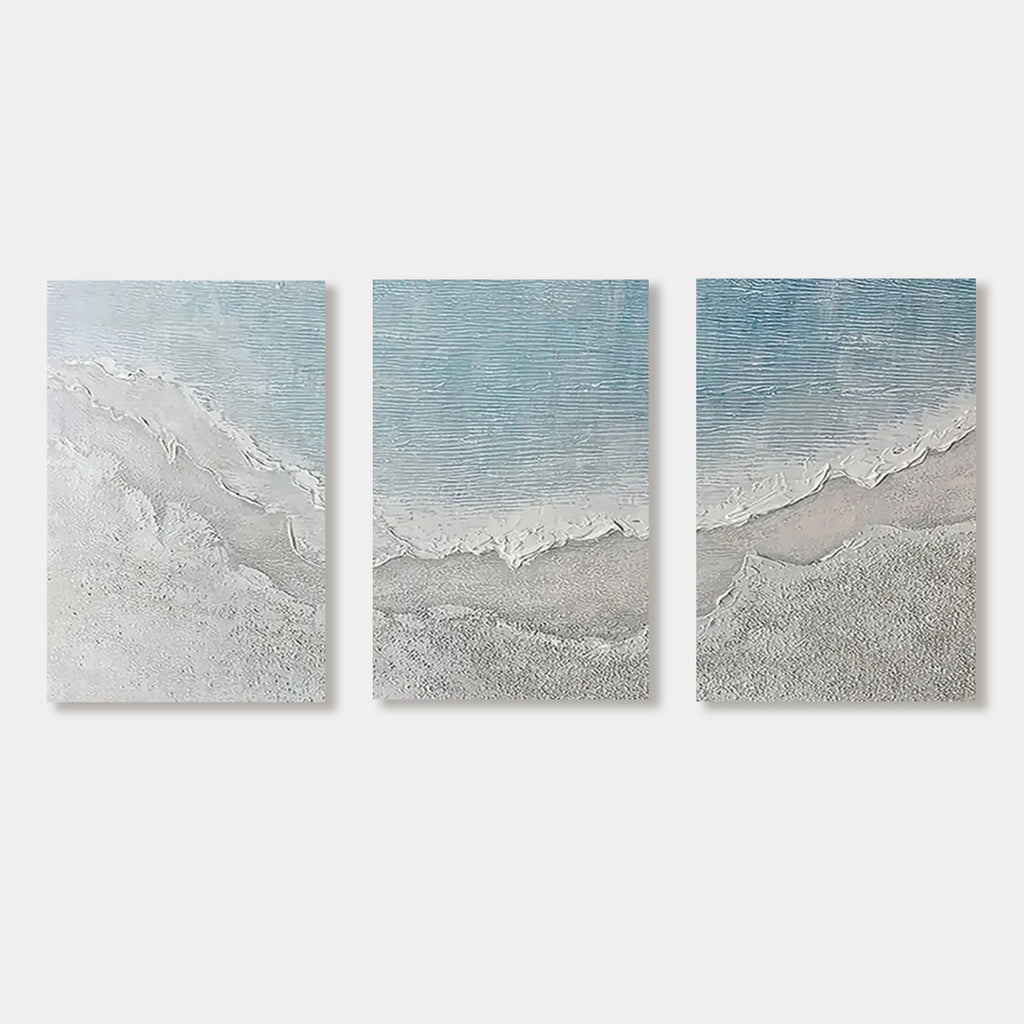 Minimalist 3D Textured Seascape Wall Art Set - Ripple