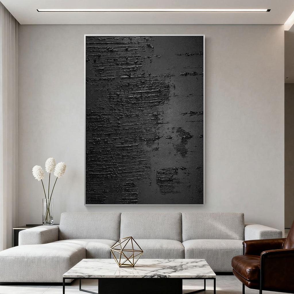 Minimalist Abstract Black Wall Art - Echo of Rain