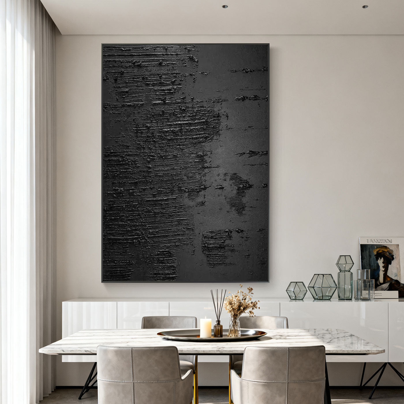 Minimalist Abstract Black Wall Art - Echo of Rain
