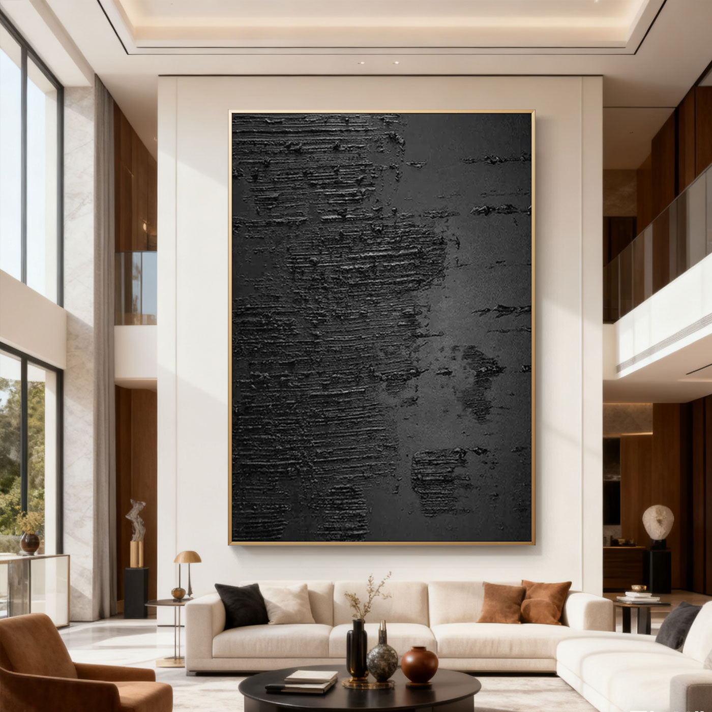 Minimalist Abstract Black Wall Art - Echo of Rain