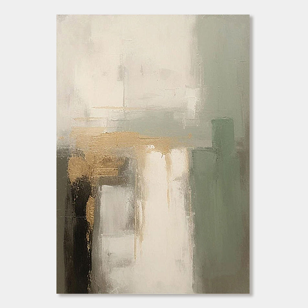 Minimalistische abstrakte grün-beige Wandkunst - Aurora