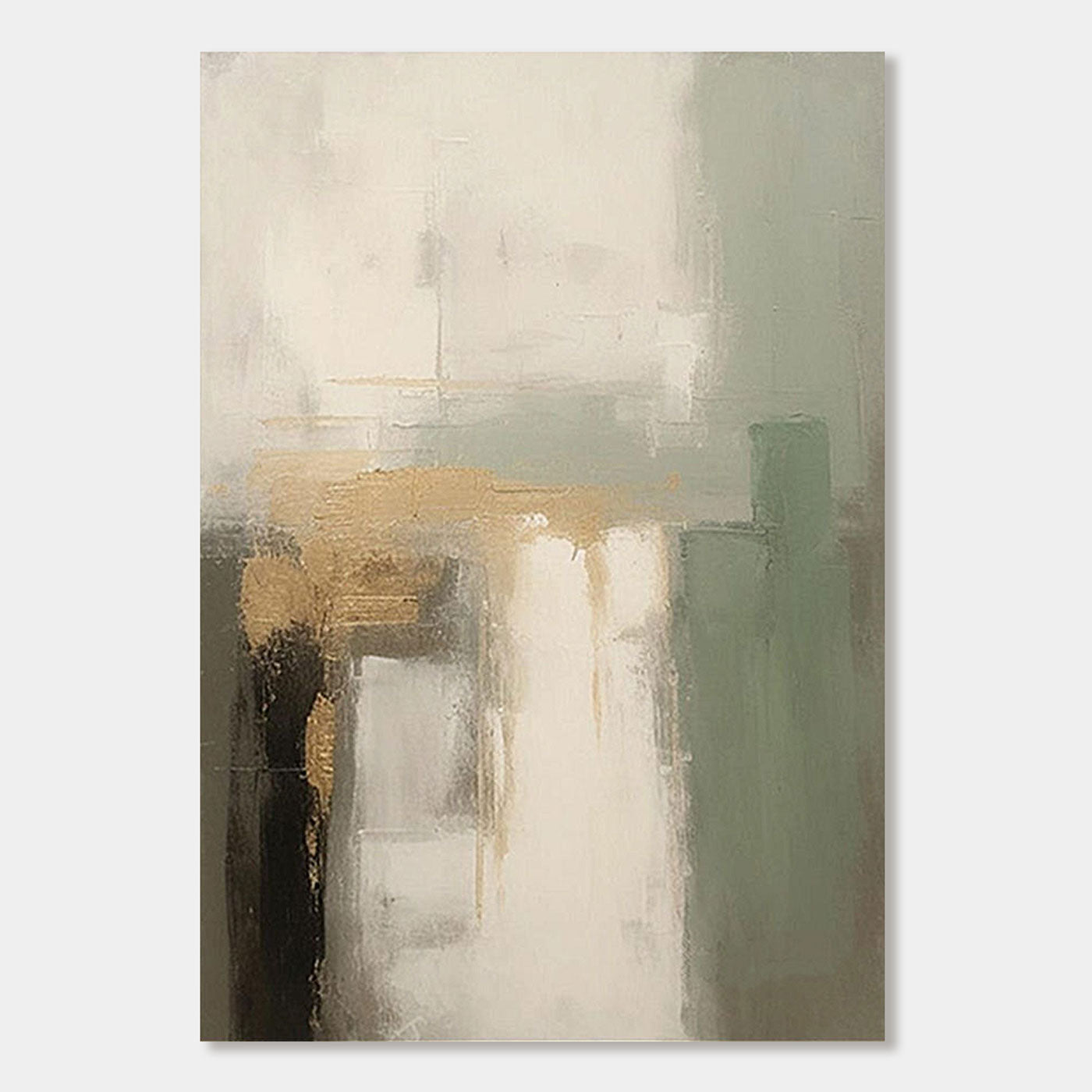 Minimalist Abstract Green Beige Wall Art - Aurora