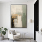 Minimalist Abstract Green Beige Wall Art - Aurora