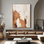 Minimalist abstract hand-painted canvas art 'Layered Silence V' warm tones modern living room