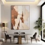 Lumi Gallery's Layered Silence III abstract wall art with brown/beige textures in modern dining room