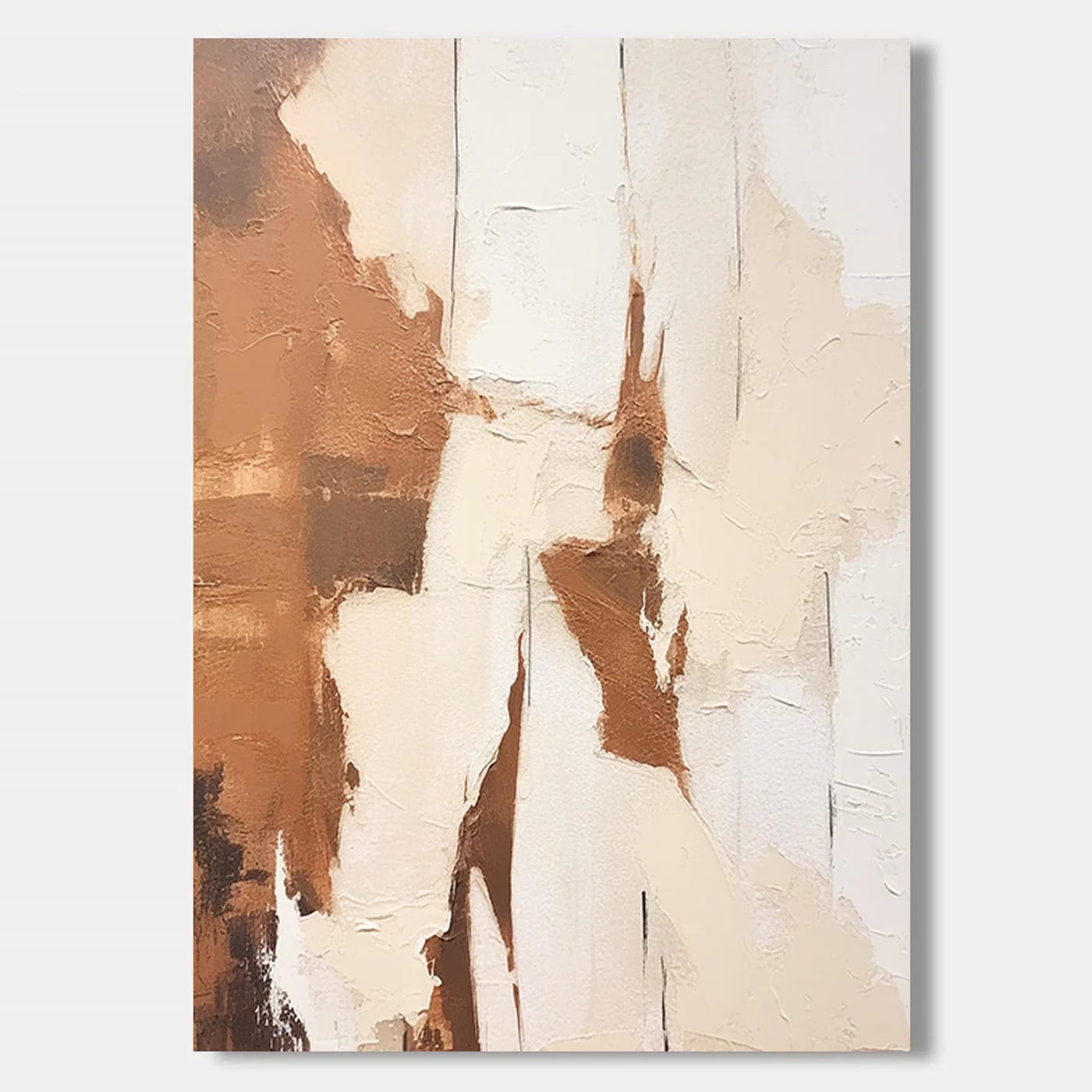 Minimalist abstract modern wall art 'Layered Silence III' with textured canvas, earth tones