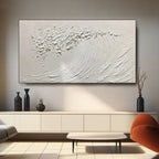 Silent Curl minimalist ocean painting - close up of white wave.