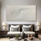 Silent Curl minimalist ocean painting - close up of white wave.