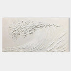 Minimalist abstract ocean painting - Silent Curl - close up of white wave.