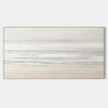 Minimalist abstract seascape canvas art 'Hushsea' - hand-painted, neutral tones, framed