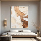 Lumi Gallery's Amber Currents minimalist abstract textured canvas wall art in bedroom