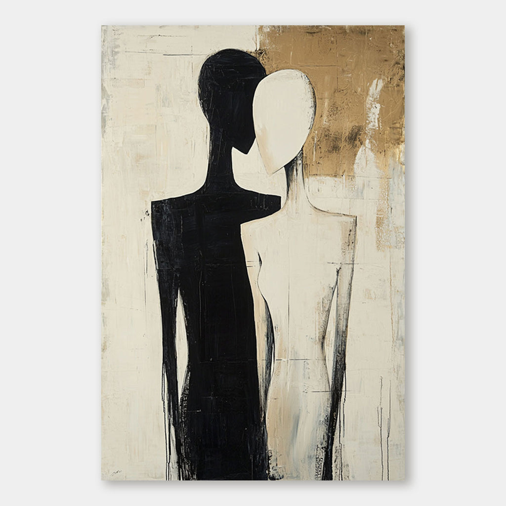 Minimalistische Wandkunst in Schwarz und Beige – Merge