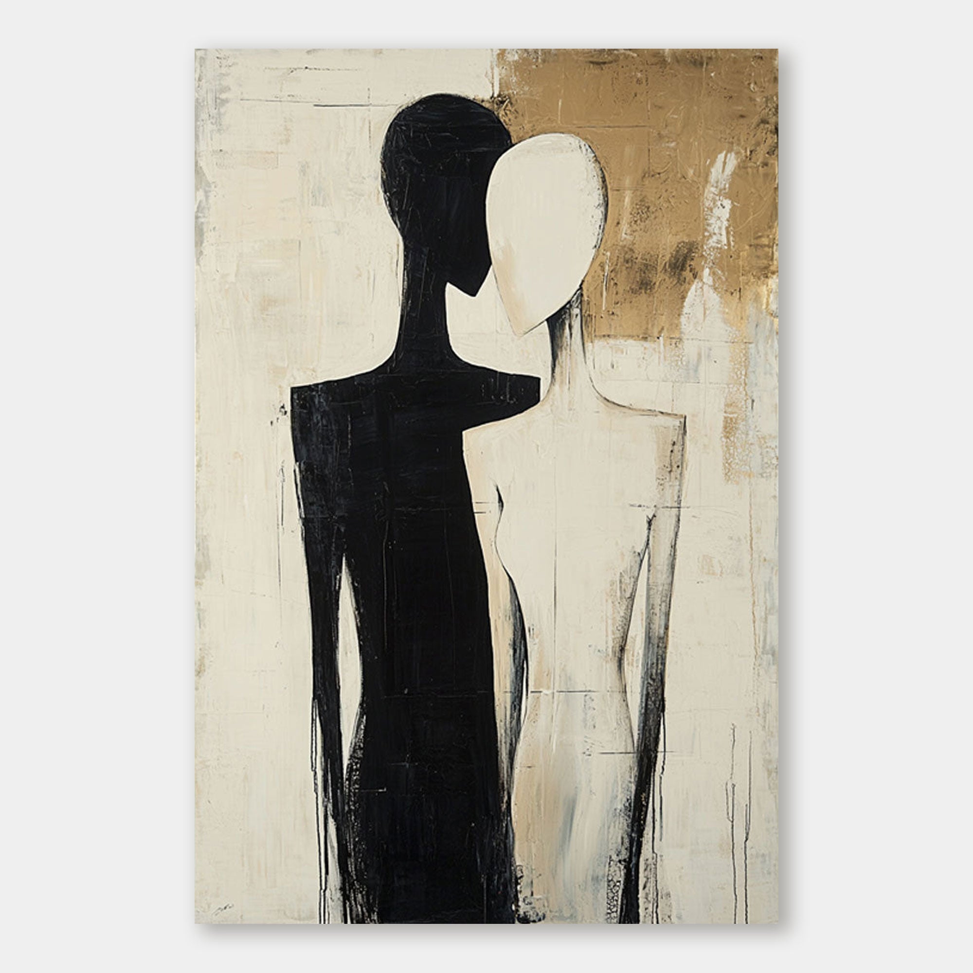 Minimalist Black and Beige People Wall Art - Merge