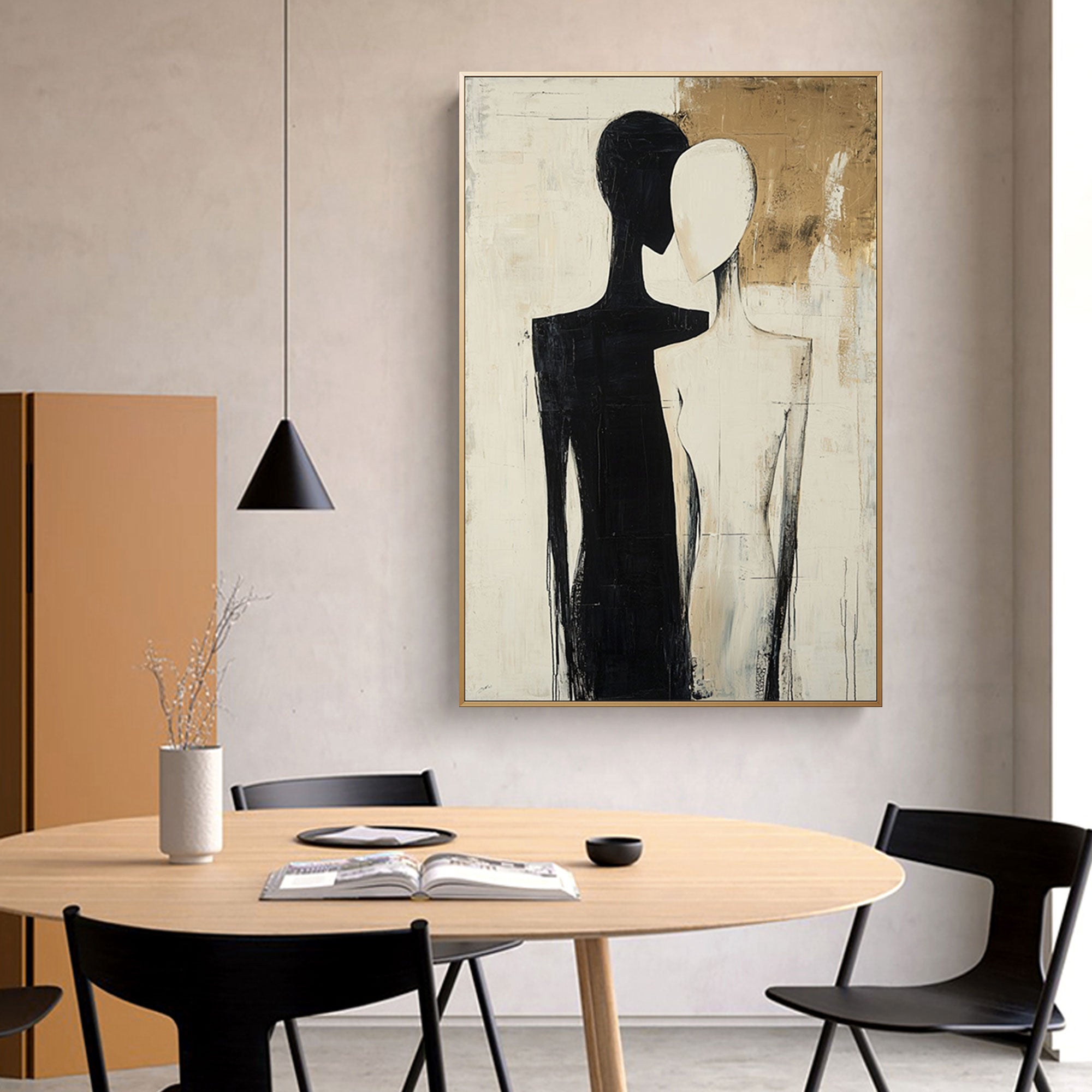 Minimalist Black and Beige People Wall Art - Merge
