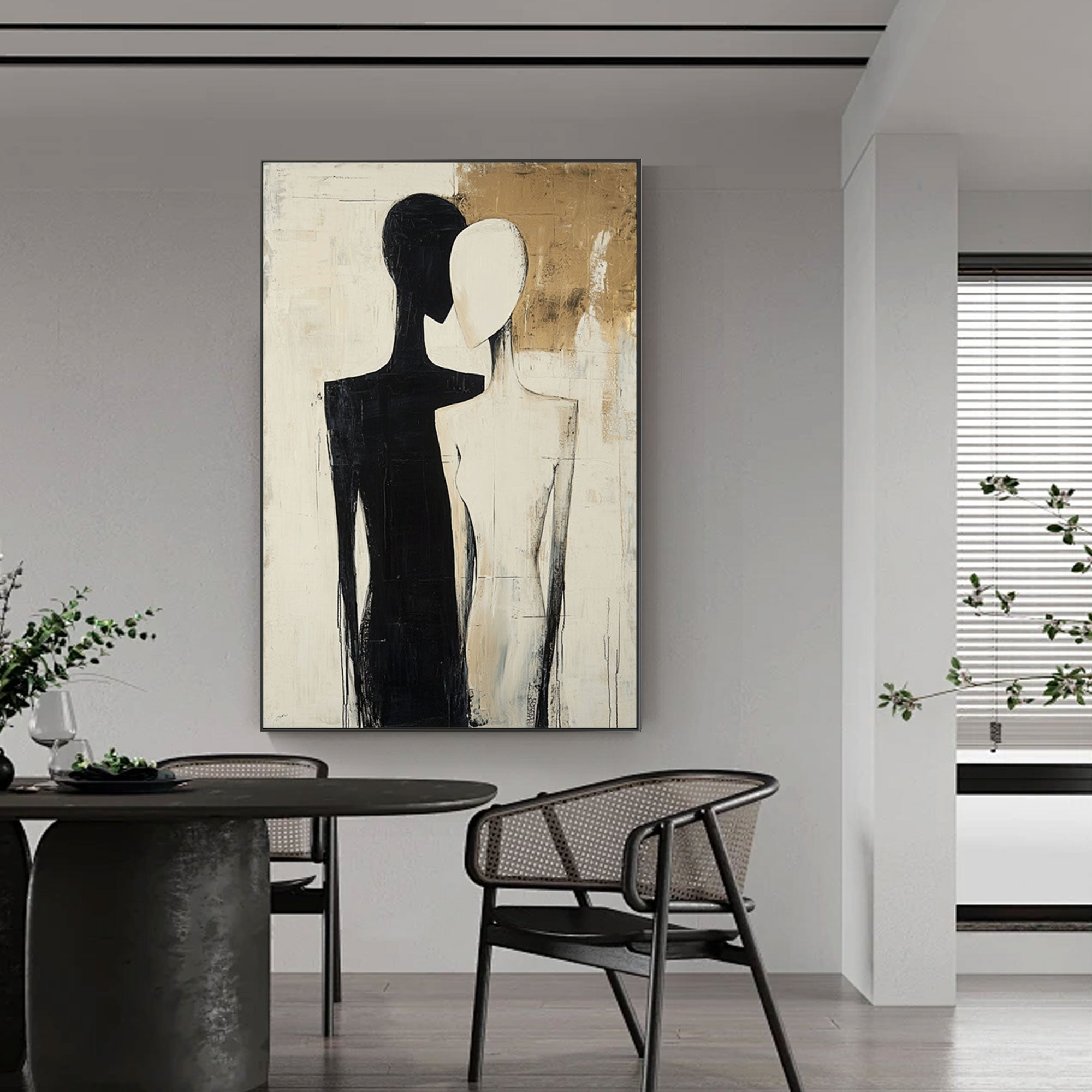 Minimalist Black and Beige People Wall Art - Merge