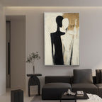 Minimalist Black and Beige People Wall Art - Merge