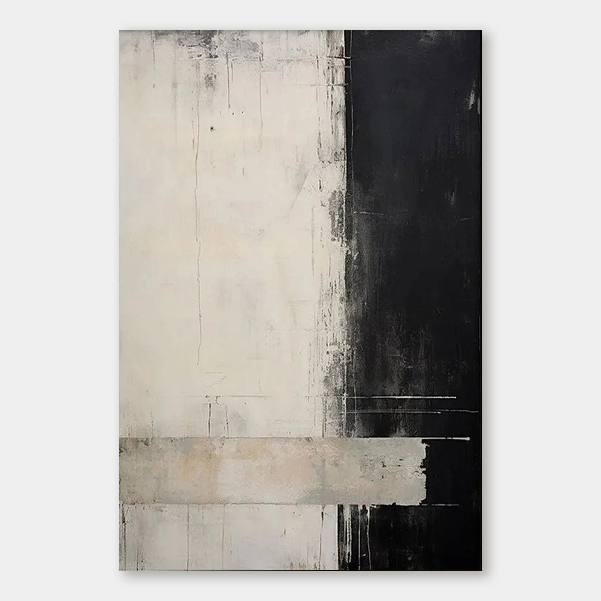 Close-up of black and white abstract Dividere wall art.