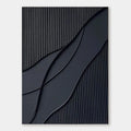 Close-up of the Noirflow minimalist geometric 3D textured black wall art.