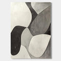 Minimalist abstract canvas art: black, white, and grey organic shapes.