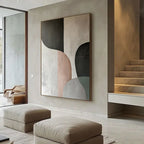 Muted Harmony abstract painting in a modern living room setting.