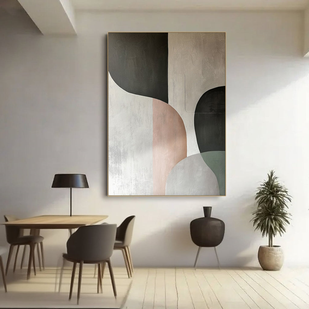 Minimalist Geometric Wall Art in Black and Beige for Modern Interiors ...