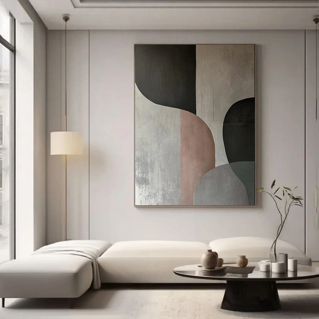 Minimalist Geometric Wall Art in Black and Beige for Modern Interiors ...