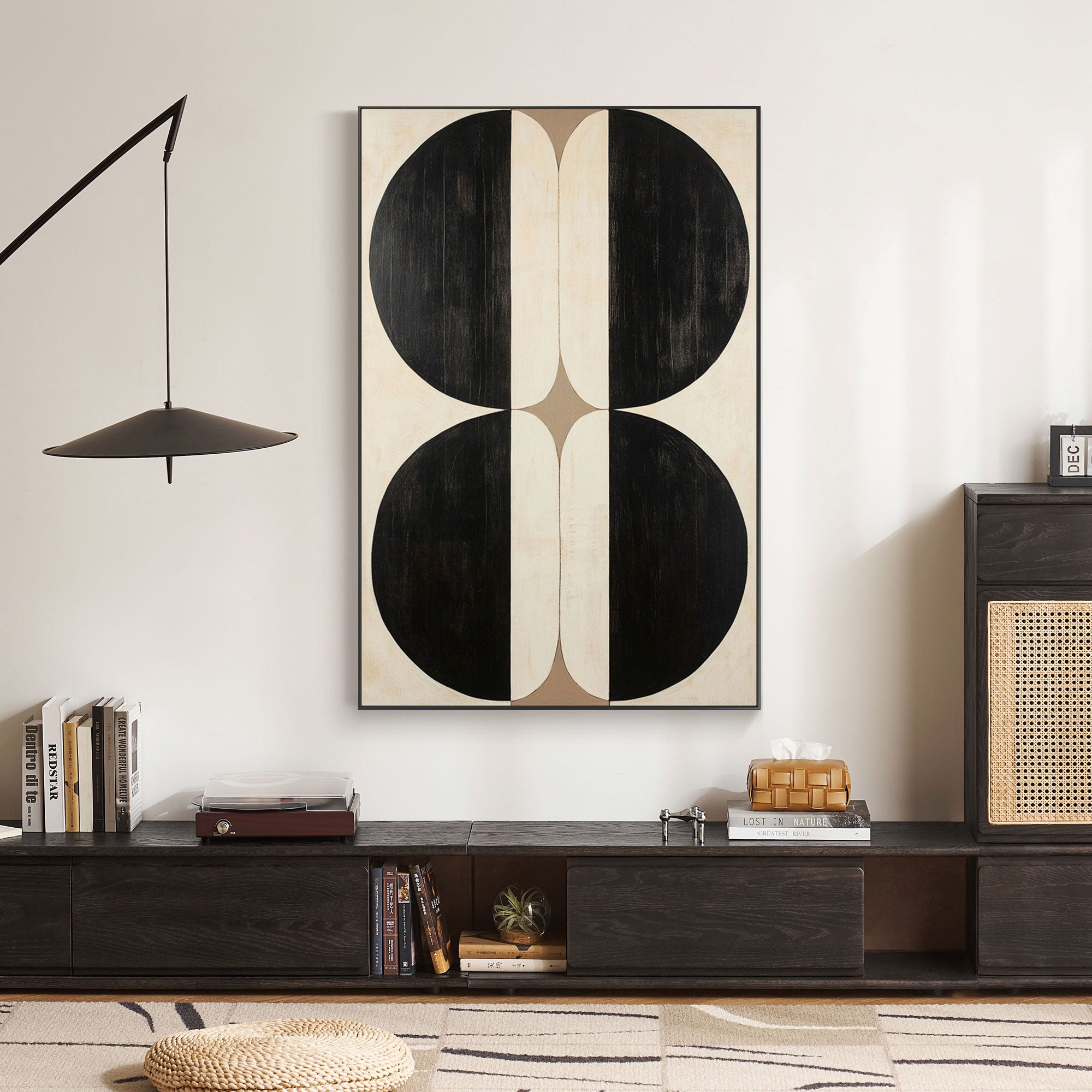Equinox canvas art in a modern living room setting.