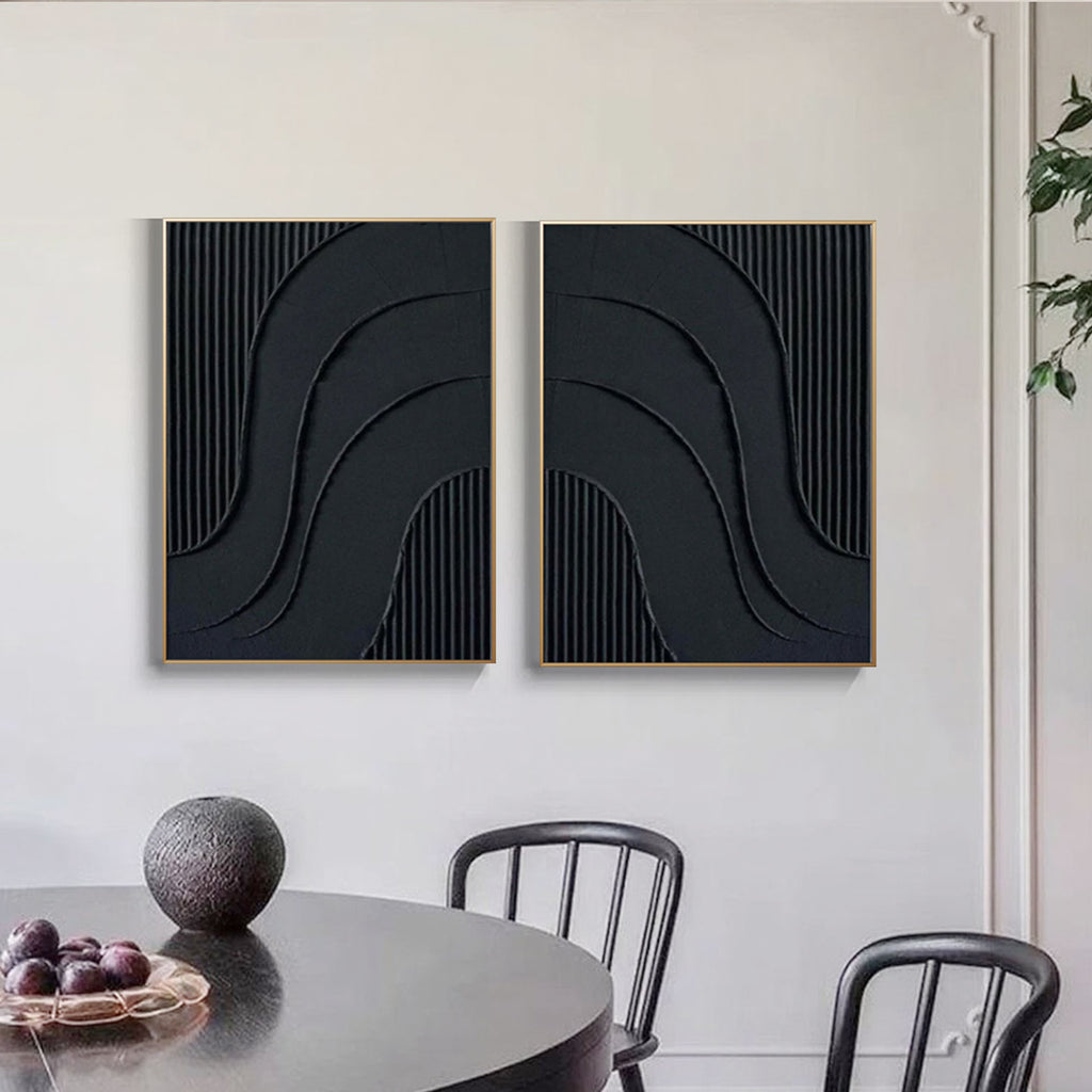 Echo Plane wall art in a modern dining room setting.