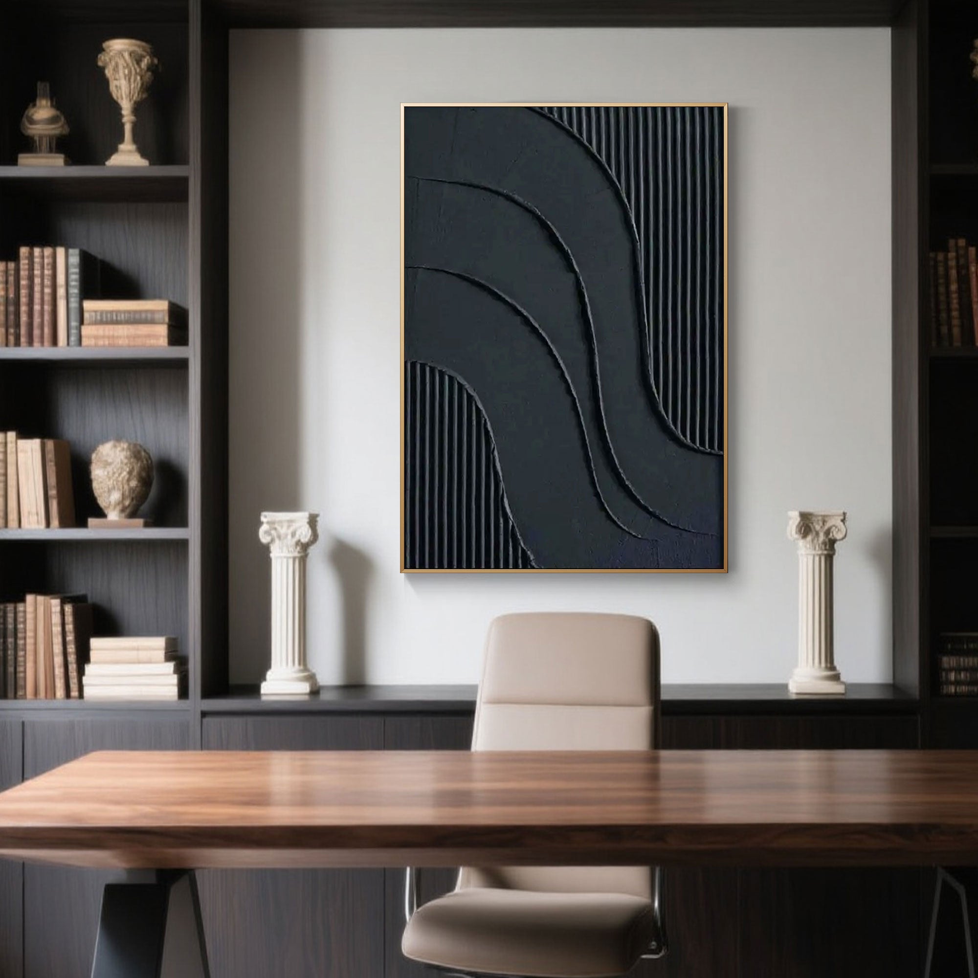 Minimalist geometric black wall art - Still Tension.