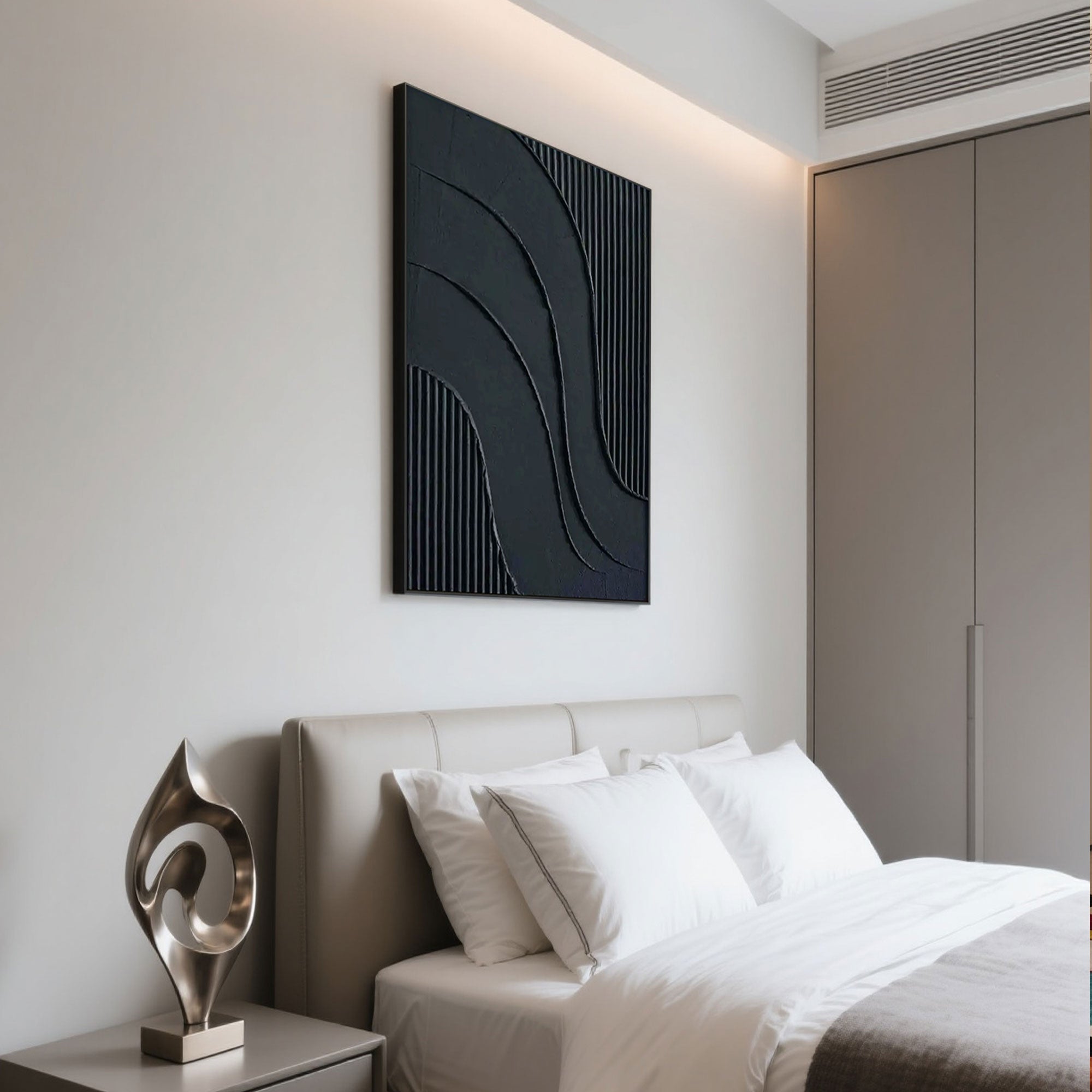 Minimalist geometric black wall art - Still Tension.