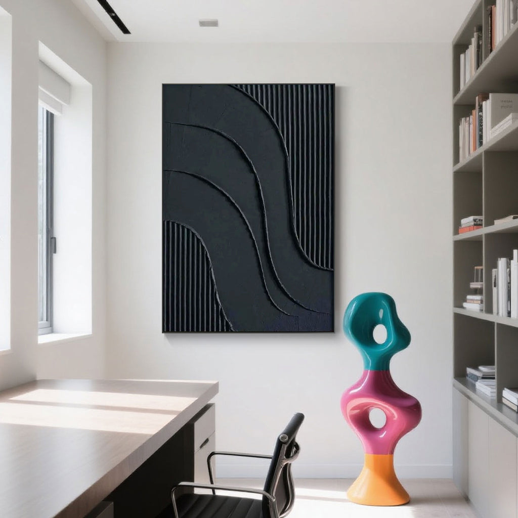 Minimalist geometric black wall art - Still Tension.