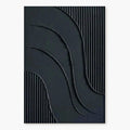 Minimalist black geometric wall art with curved groove textures.