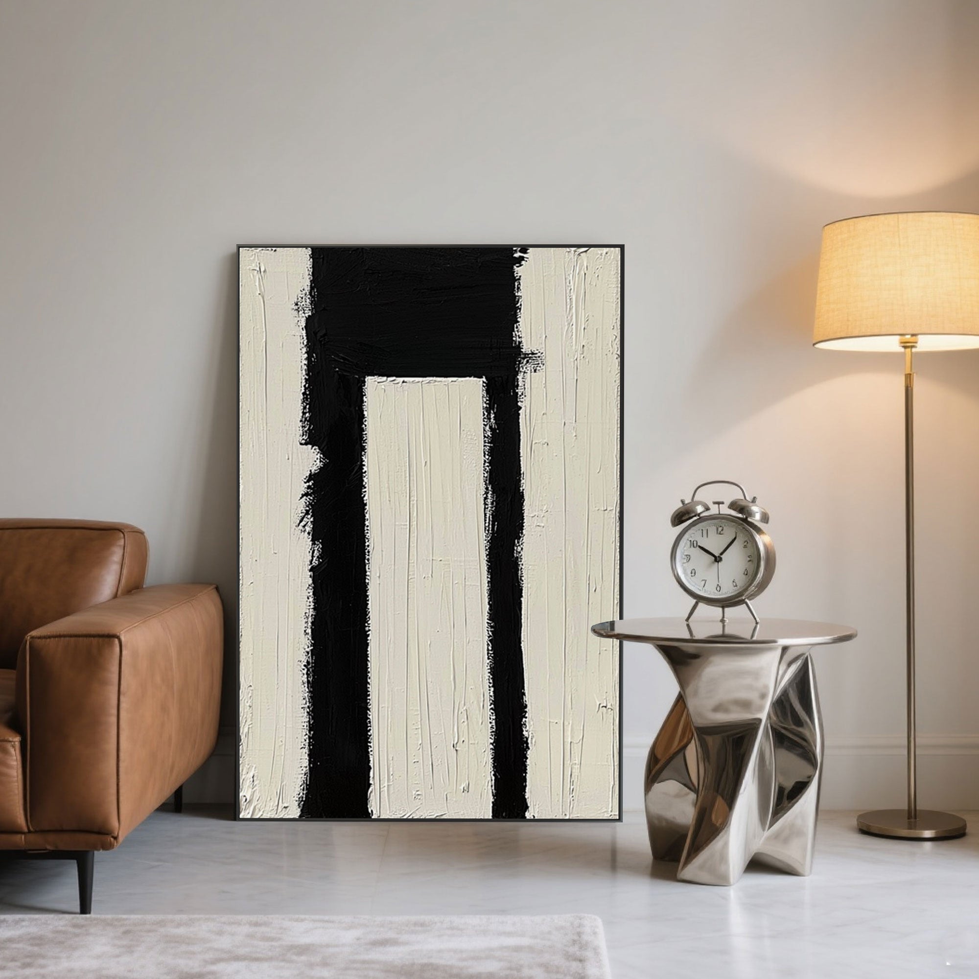 Passage minimalist black and white art with modern decor.