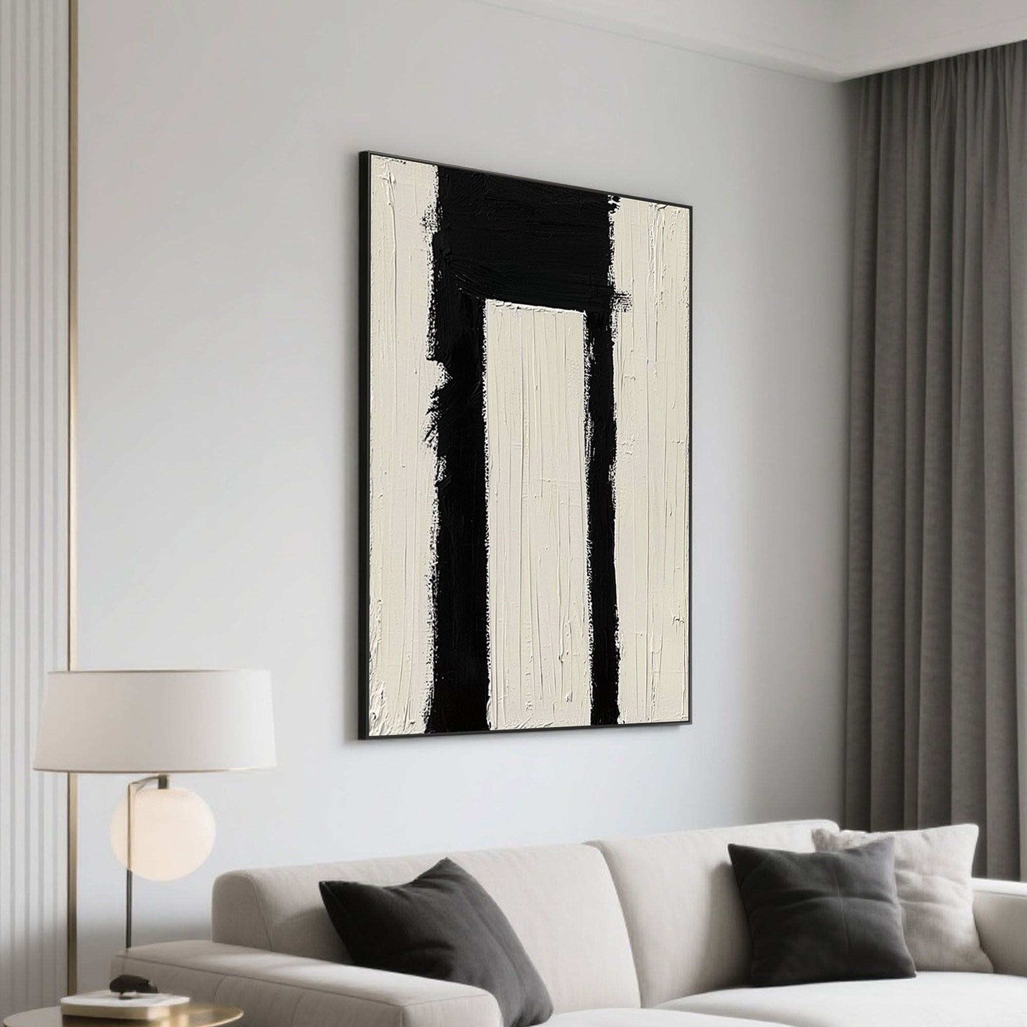 Passage minimalist black and white art with modern decor.