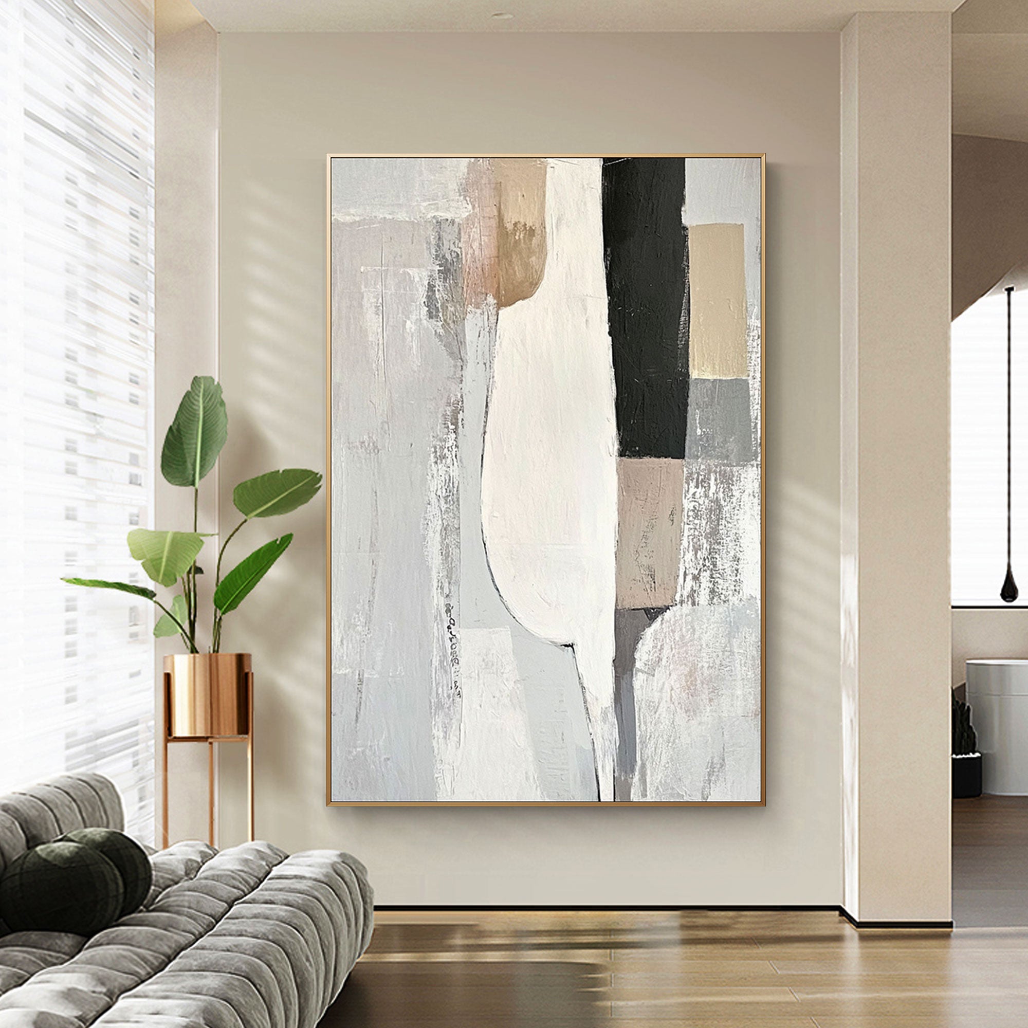 Minimalist Pale Echo wall art displayed in modern home.