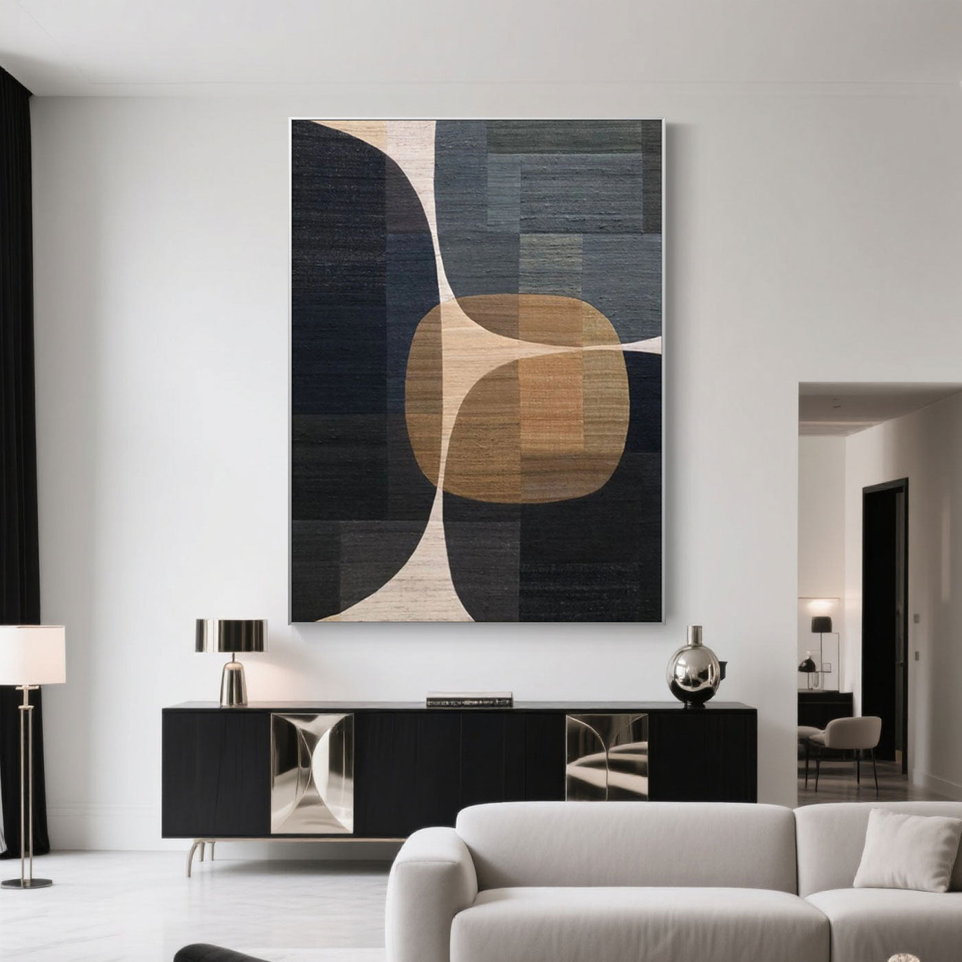 Intersecta minimalist geometric wall art in living room setting