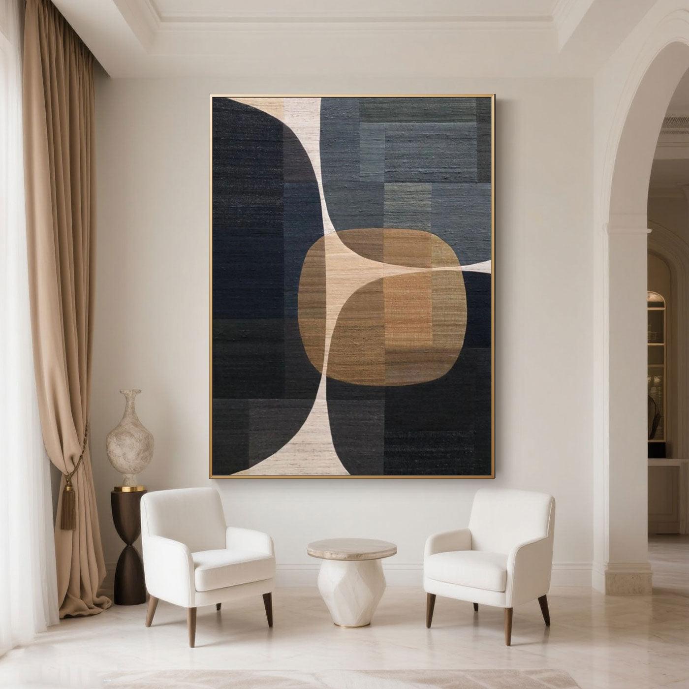 Intersecta minimalist geometric wall art in living room setting