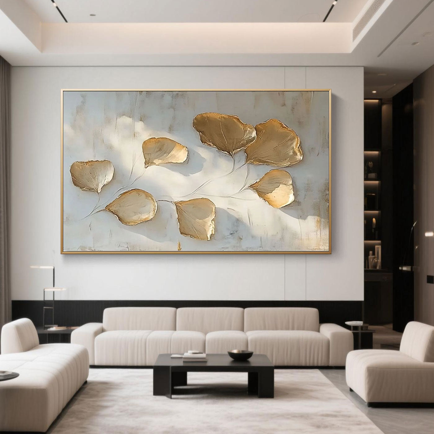Minimalist Gold Leaf Wall Art - Golden Veins