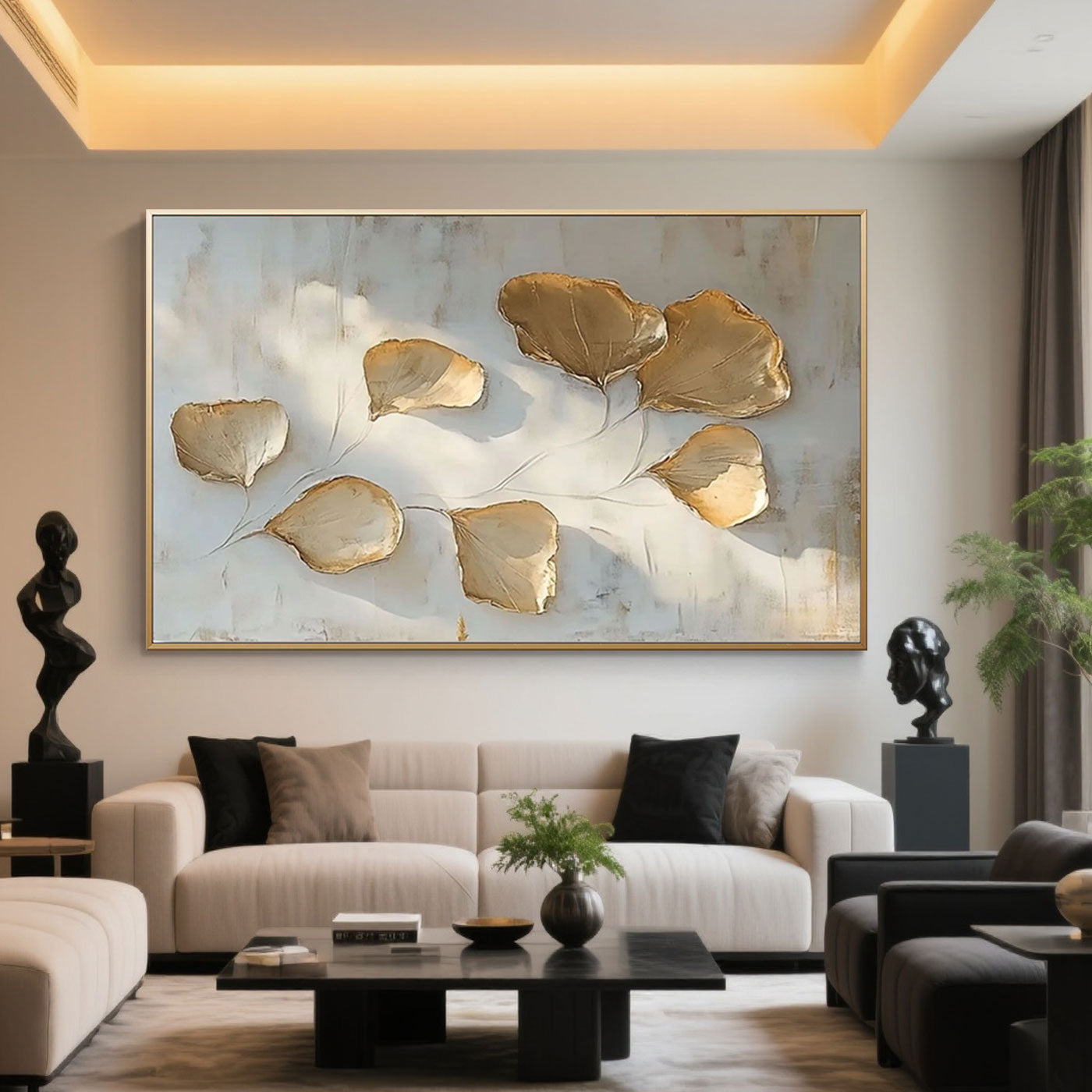 Minimalist Gold Leaf Wall Art - Golden Veins