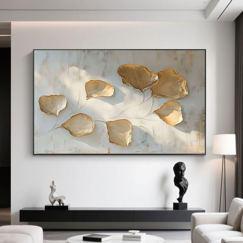 Minimalist Gold Leaf Wall Art - Golden Veins