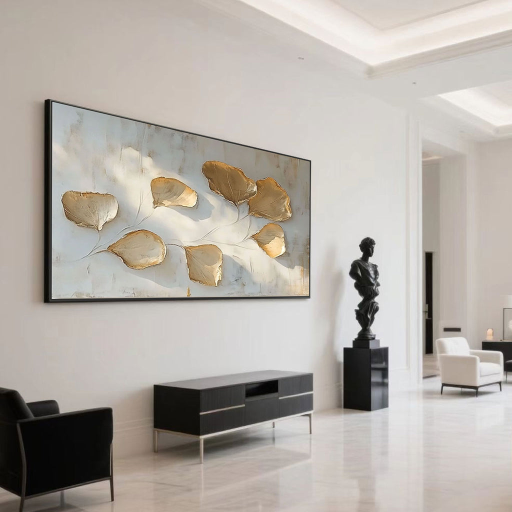 Minimalist Gold Leaf Wall Art - Golden Veins