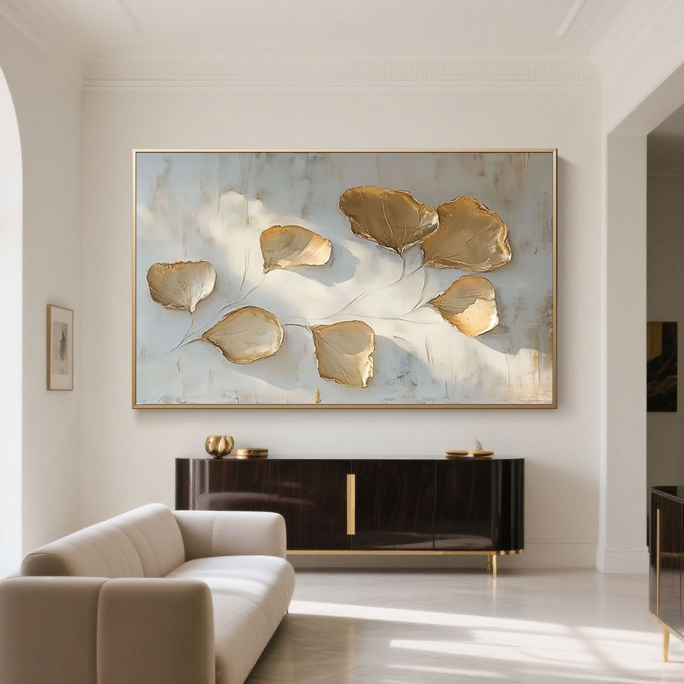 Minimalist Gold Leaf Wall Art - Golden Veins