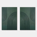 Deep Green Geometric Textured Wall Art Set