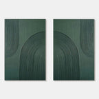 Deep Green Geometric Textured Wall Art Set