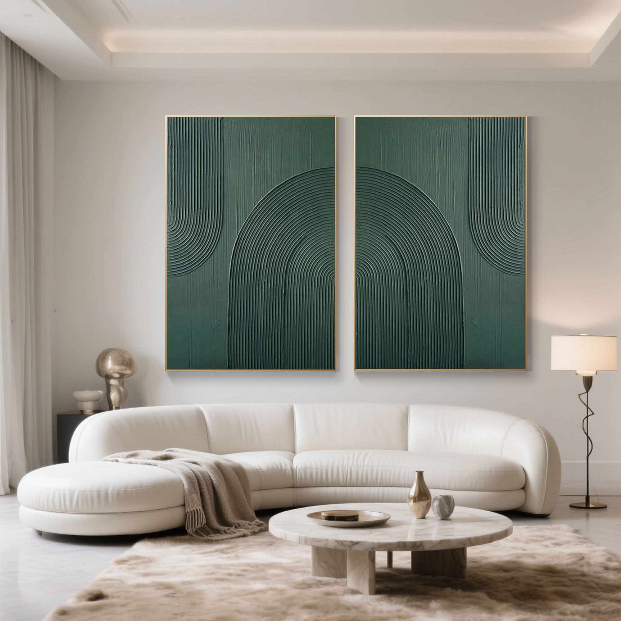 Abstract Architectural Green Canvas Decor