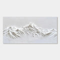 Minimalist White Mountain Textured Painting 'Eternal Peaks' - Hand-painted canvas wall art with raised texture, depicting ...
